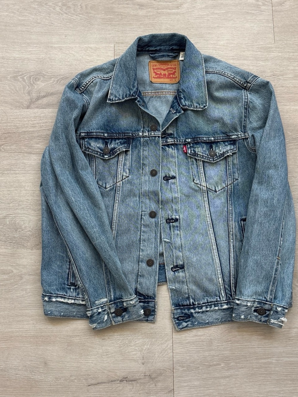 Levi's distressed denim trucker jacket